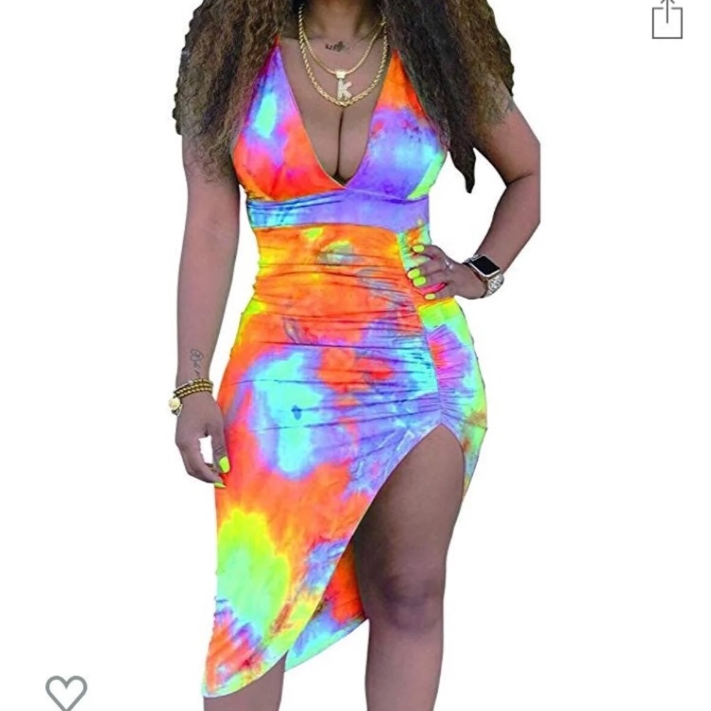 Tie dye sexy dress